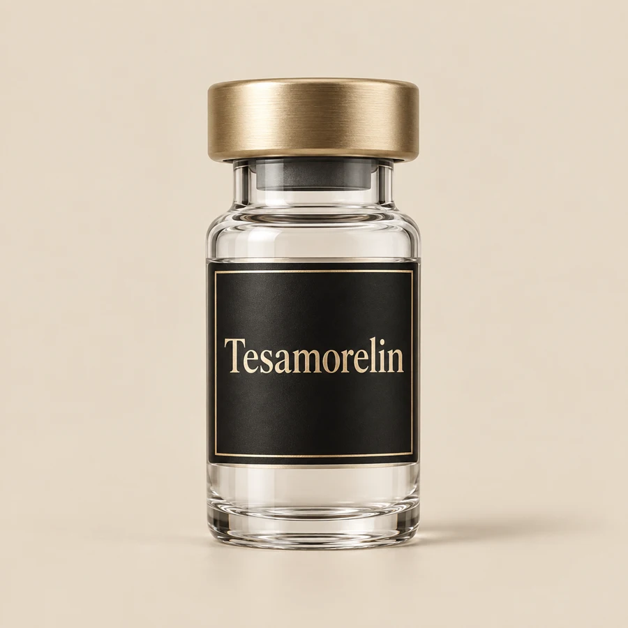 Vial ilustrativo de Tesamorelin